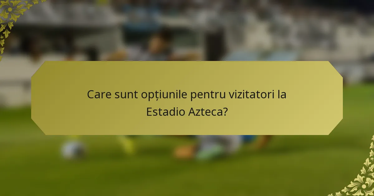Care sunt opțiunile pentru vizitatori la Estadio Azteca?