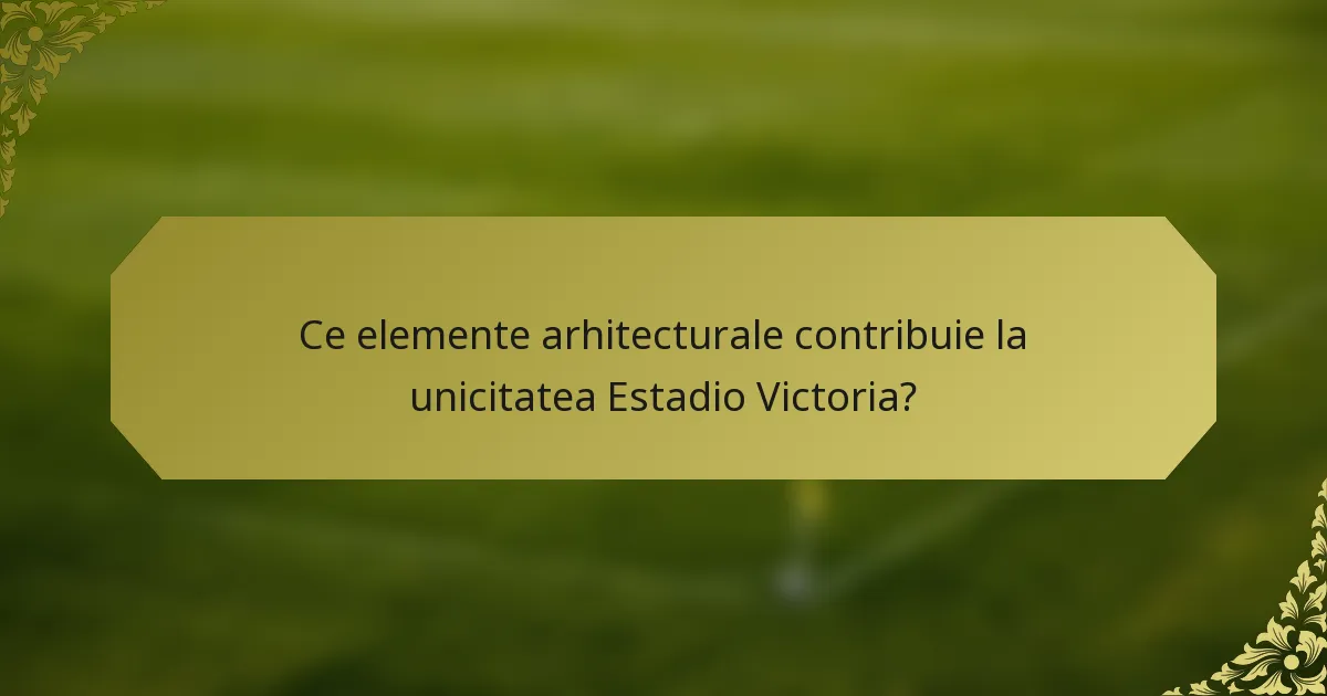 Ce elemente arhitecturale contribuie la unicitatea Estadio Victoria?